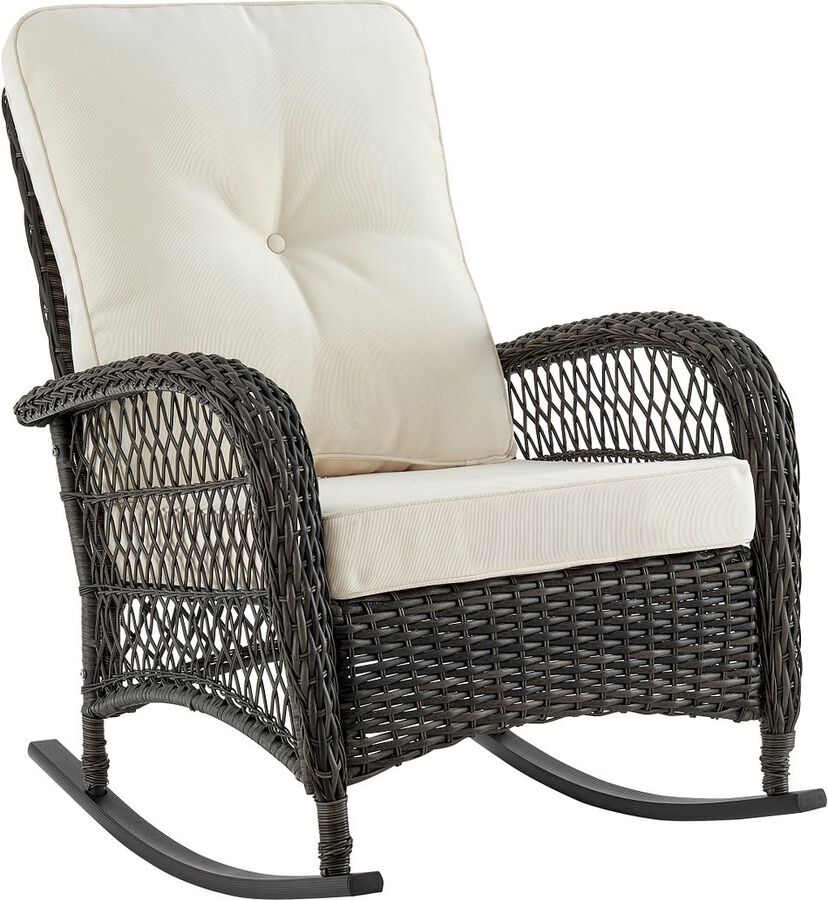 Shop Fruttuo Patio Rocking Chair with Grey Cushions Outdoor