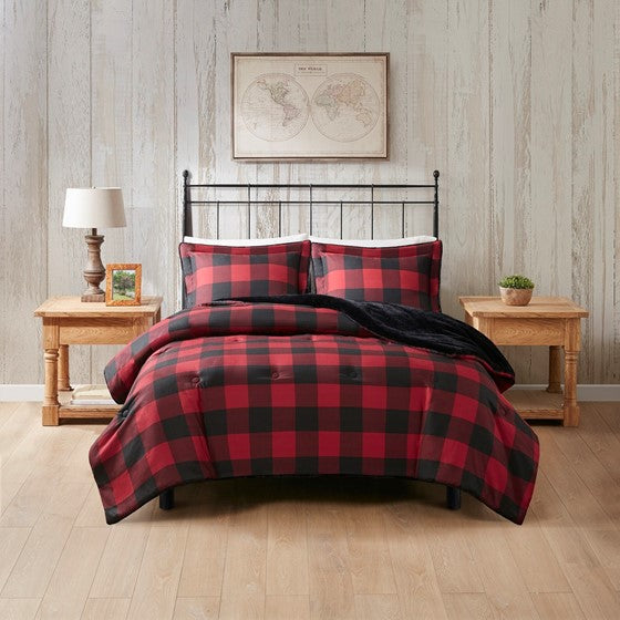 Shop Faux Wool to Faux Fur Down Alternative Comforter Set Red