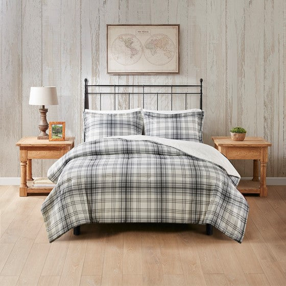 Shop Faux Wool to Faux Fur Down Alternative Comforter Set Gray