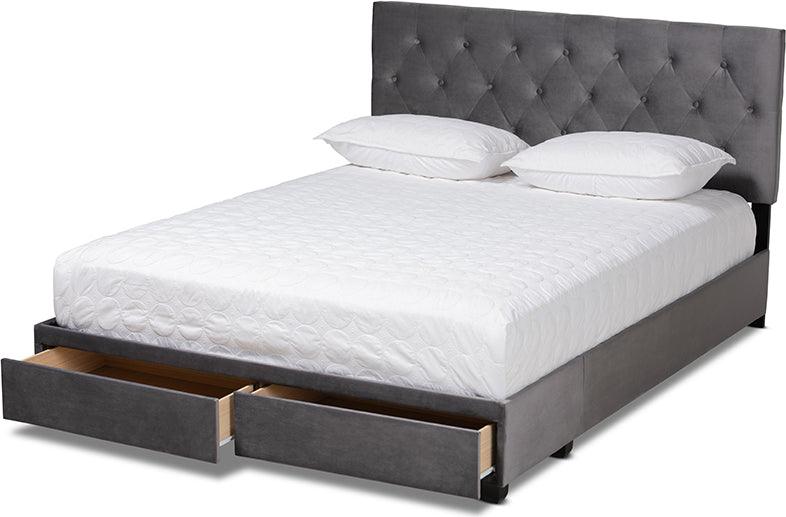 Shop Netti King Storage Bed Dark Gray Black Beds CasaOne