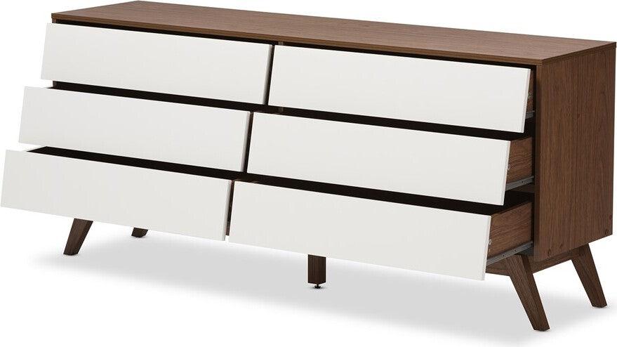 Shop Baxton Studio Hildon Mid Century Modern White And Walnut Wood