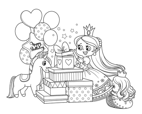 Coloriage Licorne Princesse Anniversaire