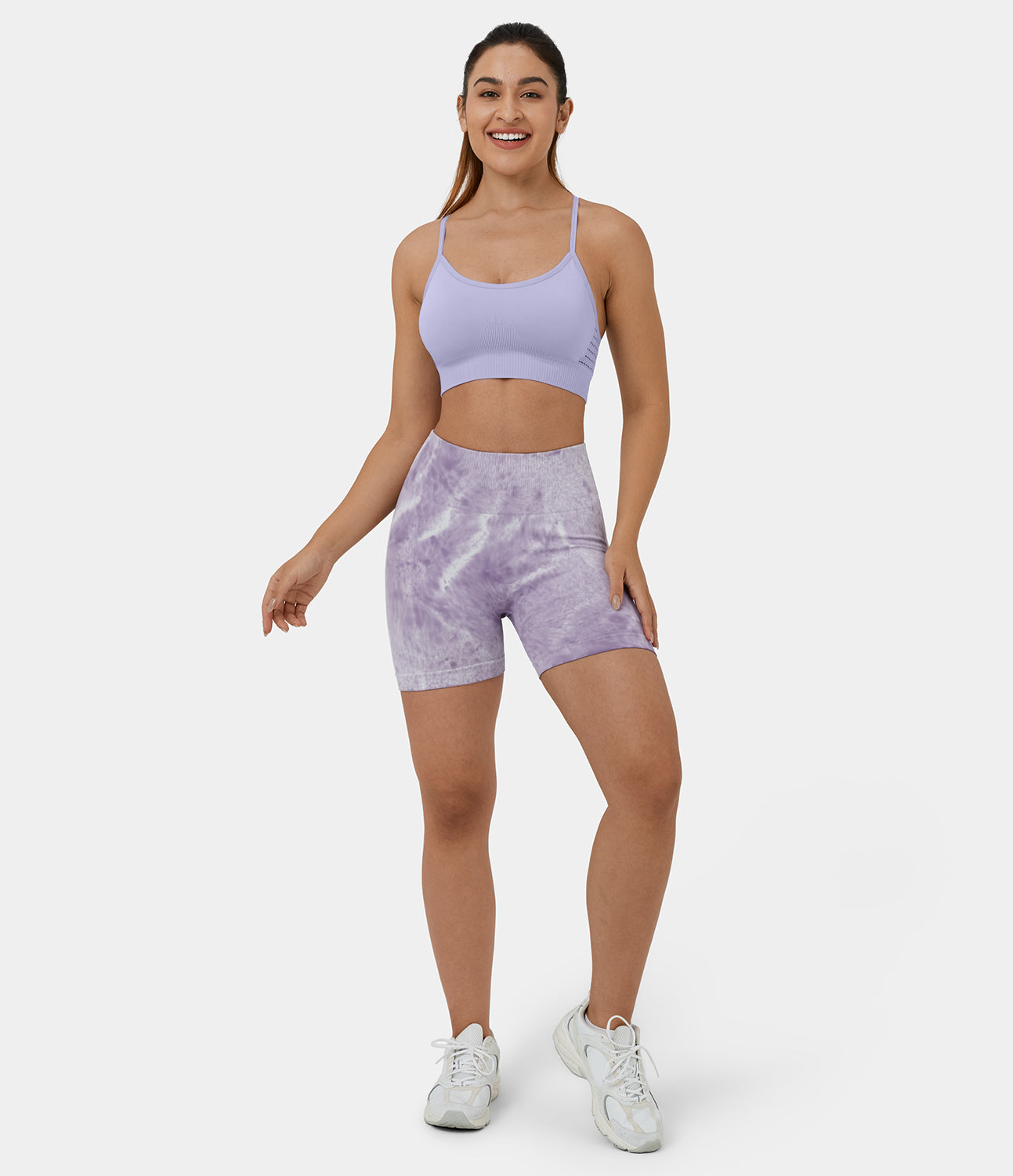 

Halara Seamless Flow High Waisted Ruched Tie Dye Yoga Biker Shorts 5'' - Tie-dye Lilac Purple -  biker shorts women black biker shorts