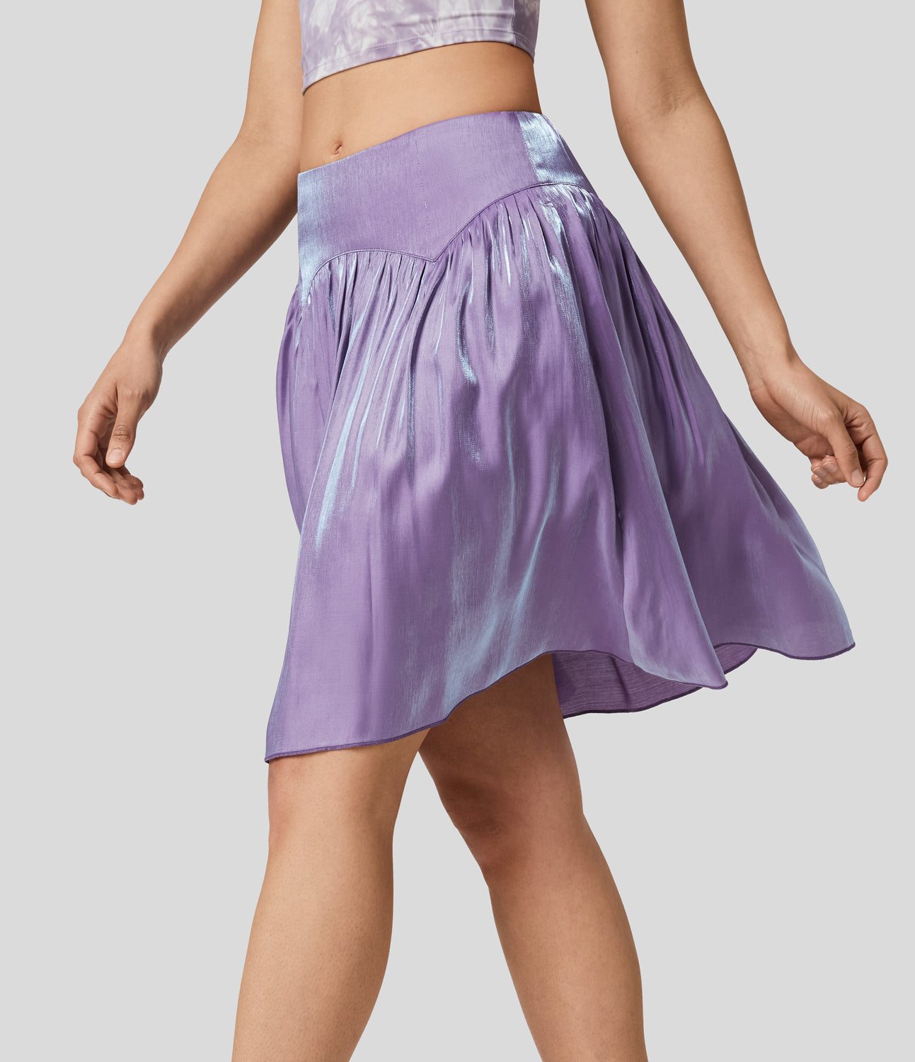 

Halara Mid Rise Plicated Invisible Zipper Side Pocket Shine Casual Skirt - Rhapsody