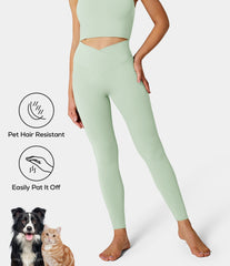 Patitoff® Pet Hair Resistant High Waisted Crossover Plain Leggings