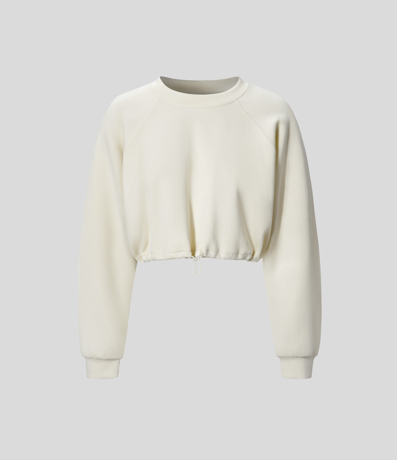 

Halara Round Neck Raglan Sleeve Adjustable Drawstring Hem Cropped Casual Sports Sweatshirt - Tofu