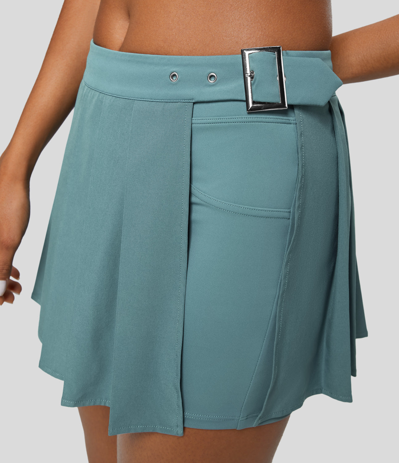 

Halara Breezefulв„ў Mid Rise Adjustable Buckle Pleated 2-Piece Pocket Micro Mini Quick Dry Casual Skirt - Black