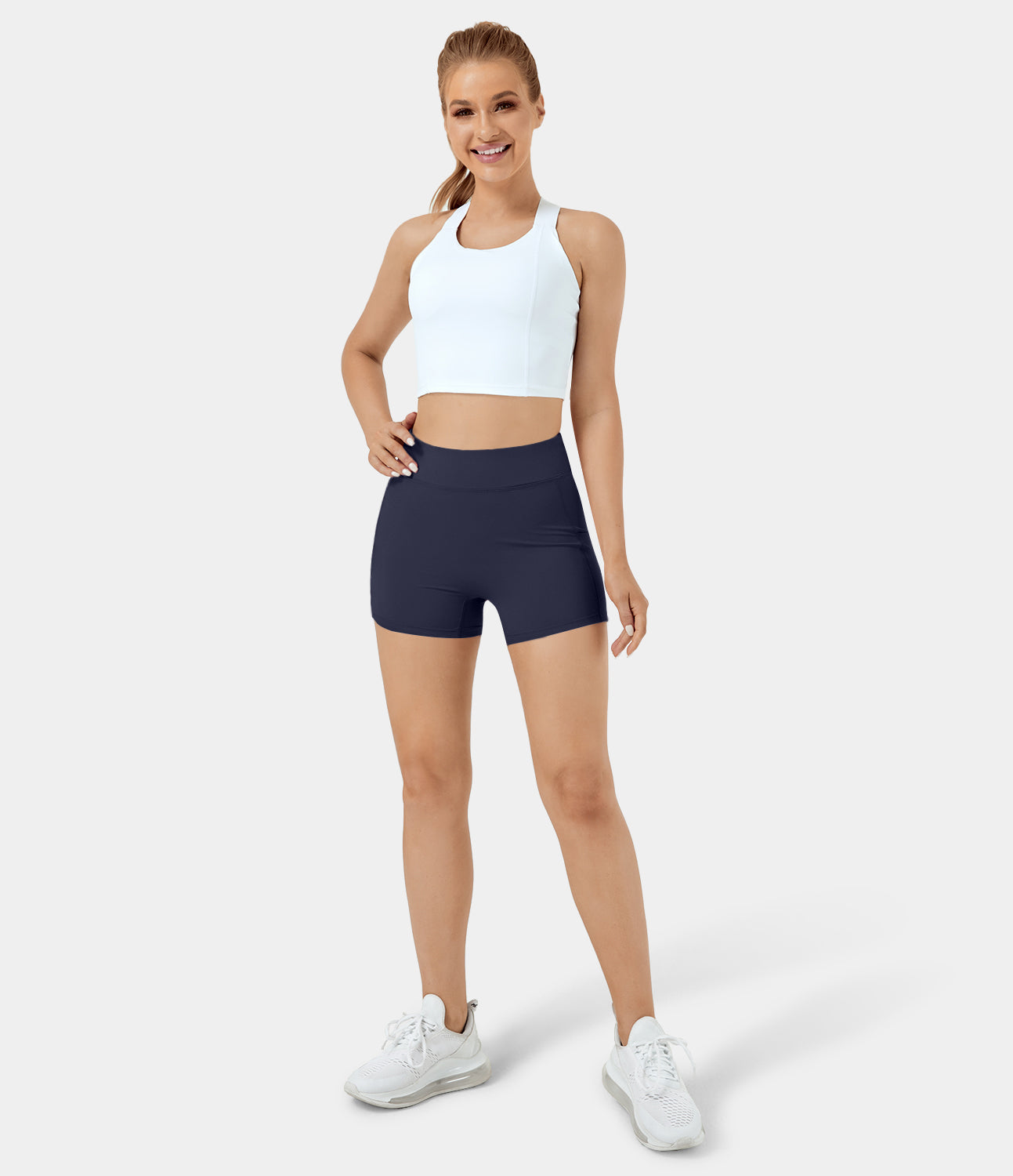 

Halara Softlyzeroв„ў Airy High Waisted Side Pocket Plain Cool Touch Yoga Shorts 3.5"-UPF50+ - Loden Green -  biker shorts women