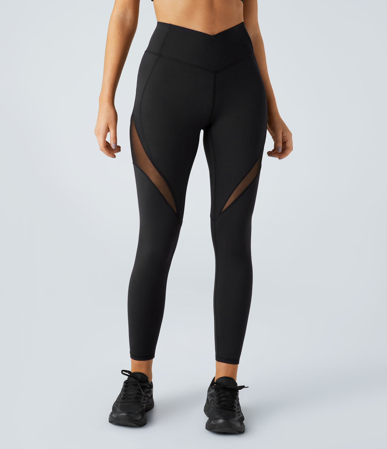 

Halara High Waisted Crossover Back Pocket Contrast Mesh 7/8 Yoga Leggings - Black -  gym leggings leggings with pockets