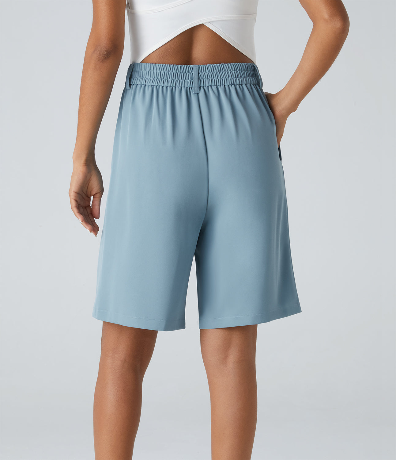 

Halara High Waisted Side Pocket Bermuda Casual Shorts - Forget-Me-Not