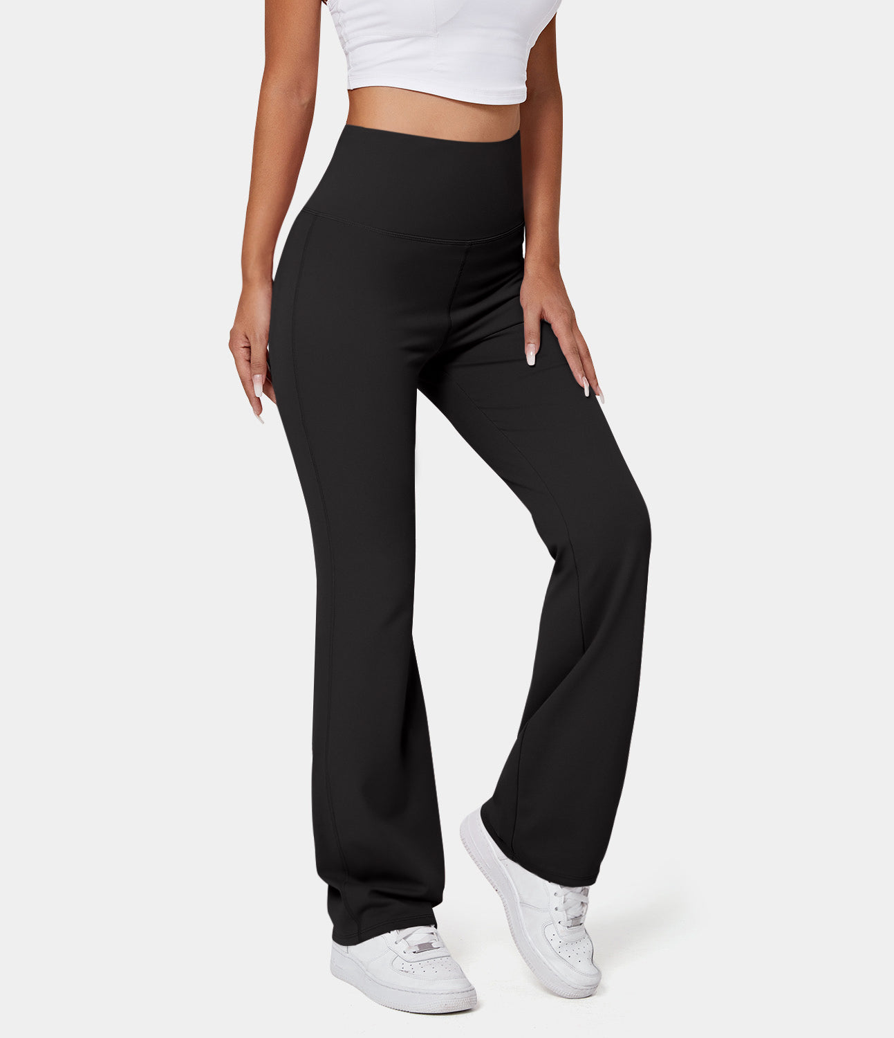 

Halara High Waisted Back Pocket Plain Slight Flare Leggings - Black -  gym leggings leggings with pockets leggings with butt lift