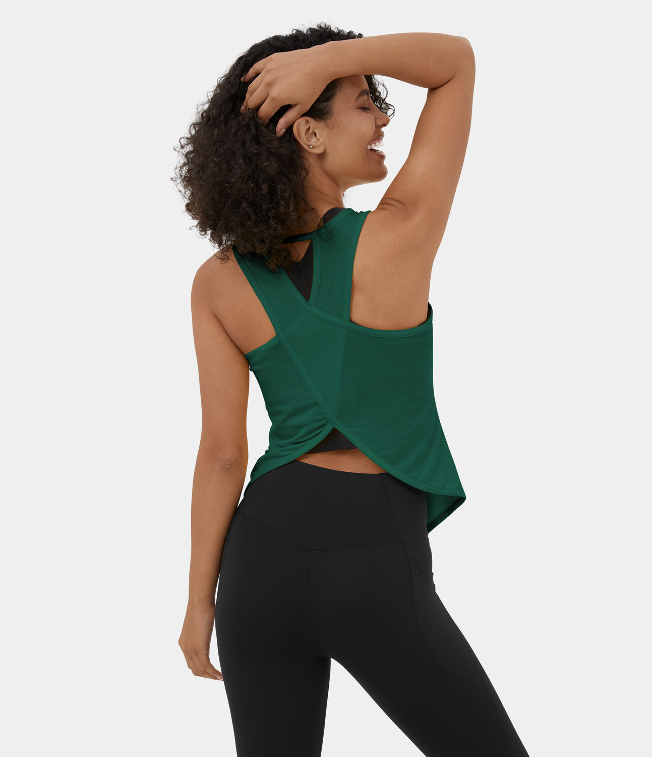 

Halara Cut Out Asymmetric Hem Sheer Casual Tank Top Tank Top - Evergreen -  golf tops halter top tunic tops sleeveless tops backless top