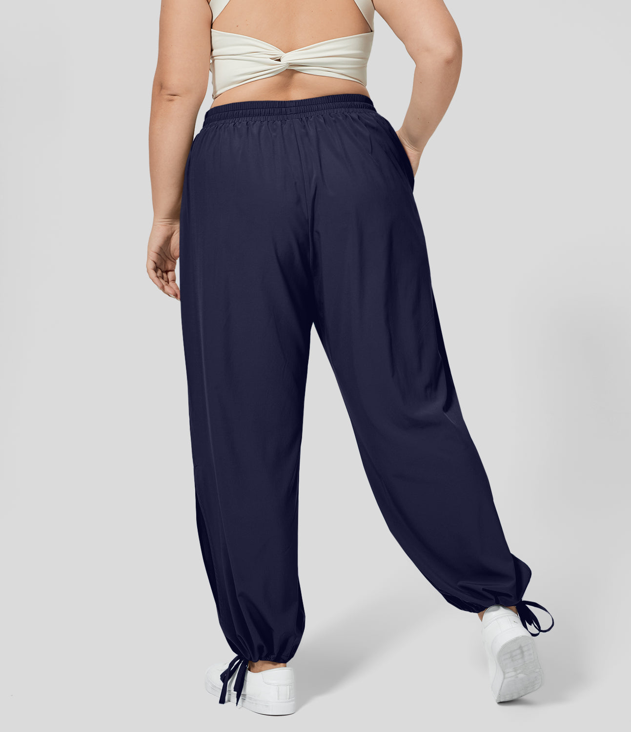 Halara Breezeful™ High Waisted Drawstring Side Pocket Split Hem Quick Dry Casual Plus Size Joggers  - Black Diamond Blue - 3X(regular)