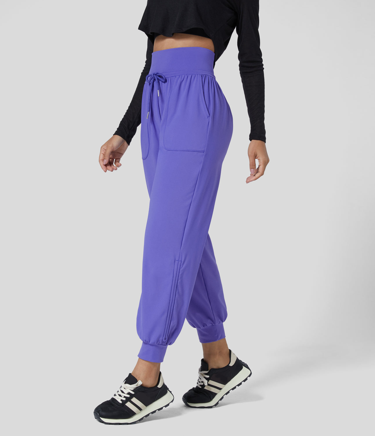 

Halara High Waisted Drawstring Plicated Side Pocket Ankle Length Tapered Casual Joggers - Misty Lavender