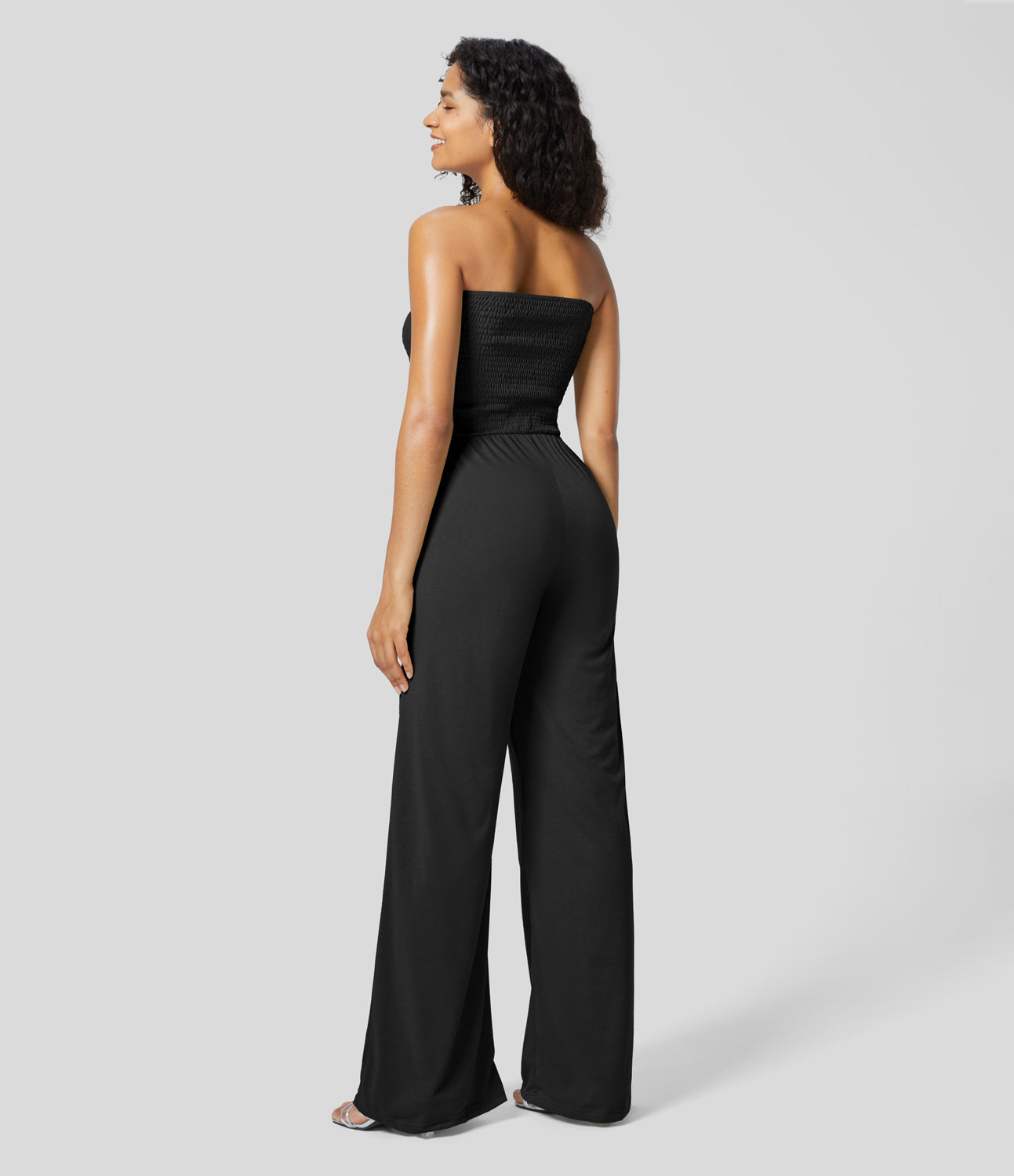 

Halara Tube Backless Shirred Knot Side Pocket Wide Leg Casual Jumpsuit - Capulet Olive