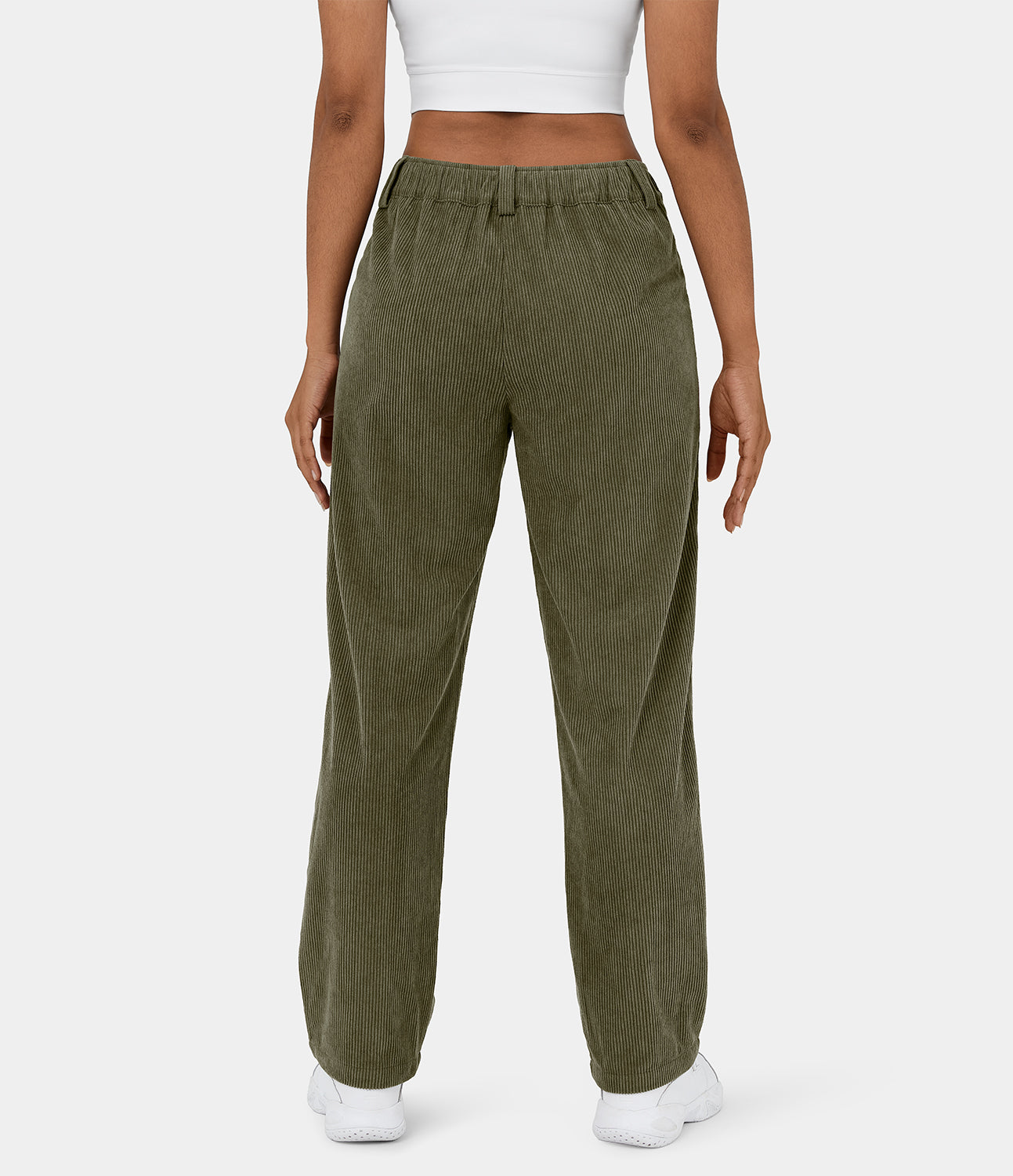 

Halara Mid Rise Button Zipper Side Pocket Corduroy Casual Pants - Icy Bamboo Green -  sweatpants jogger pants stacked sweatpants