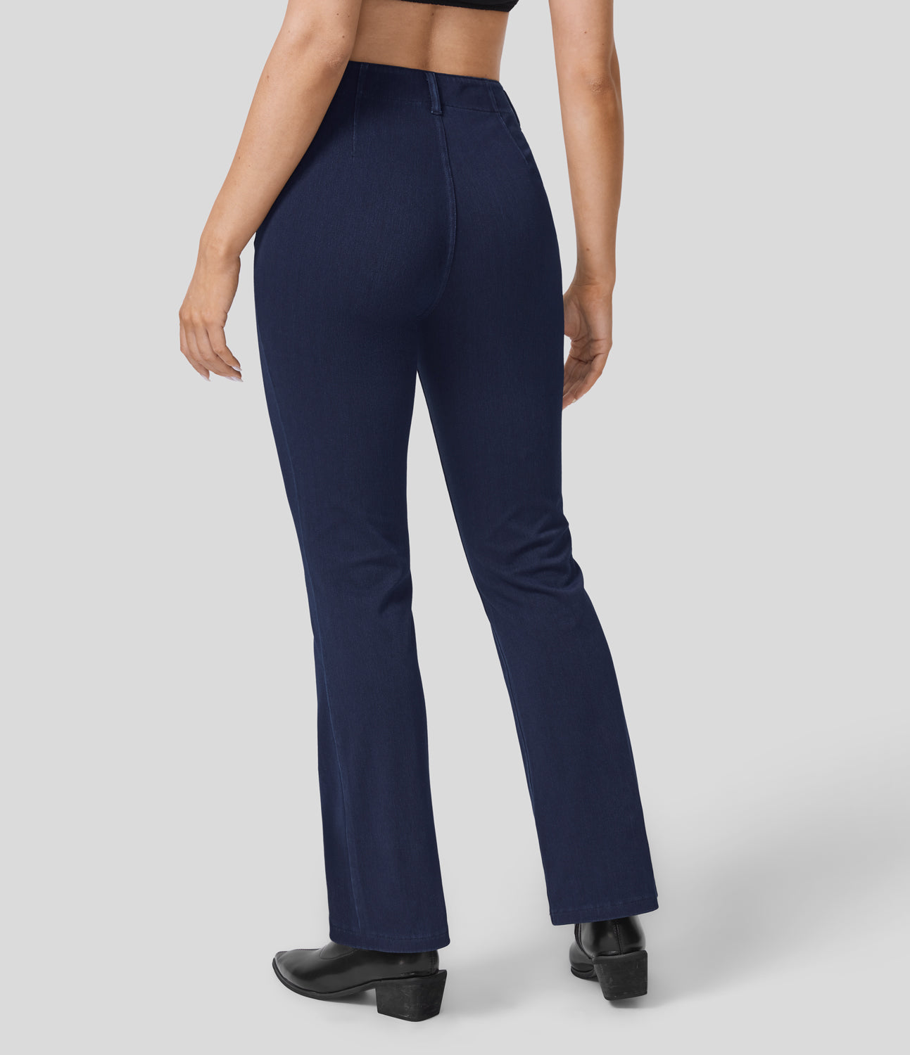 

Halara HalaraMagicв„ў Mid Rise Front Side Pocket Stretchy Knit Casual Bootcut Jeans - Denim Black