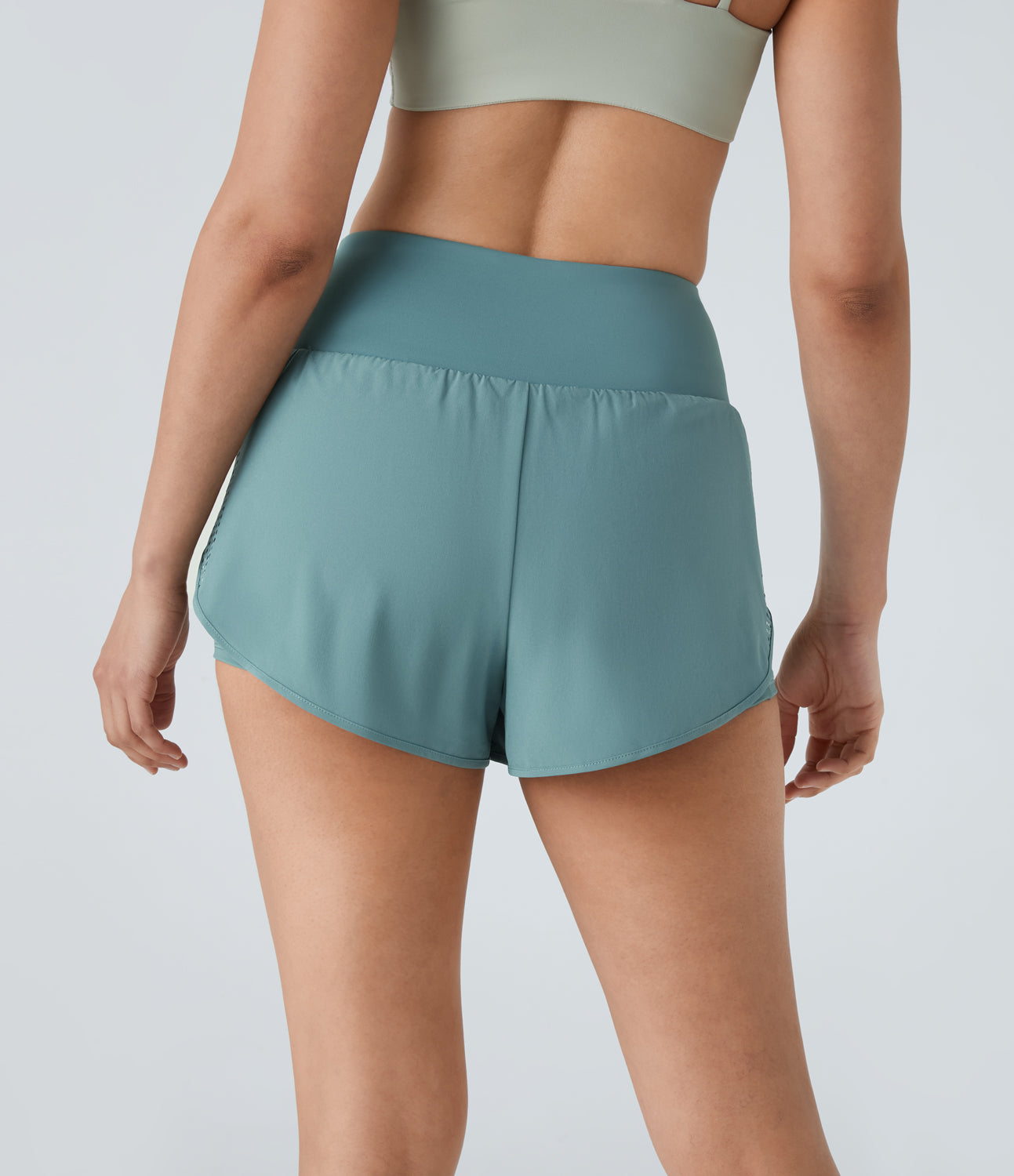 

Halara Breezefulв„ў High Waisted Mesh 2-in-1 Side Pocket Quick Dry Yoga Shorts Gym Short - Stone Blue -  booty shorts compression shorts