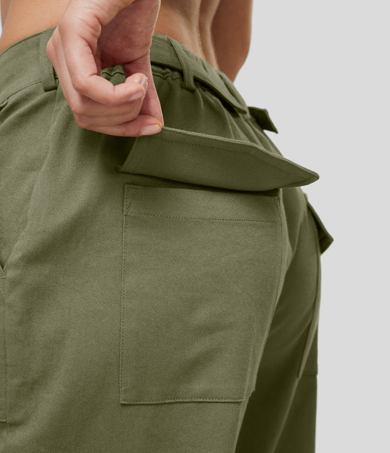 

Halara Mid Rise Adjustable Waistband Button Zipper Multiple Pockets Straight Leg Casual Cotton Cargo Pants - Winter Moss