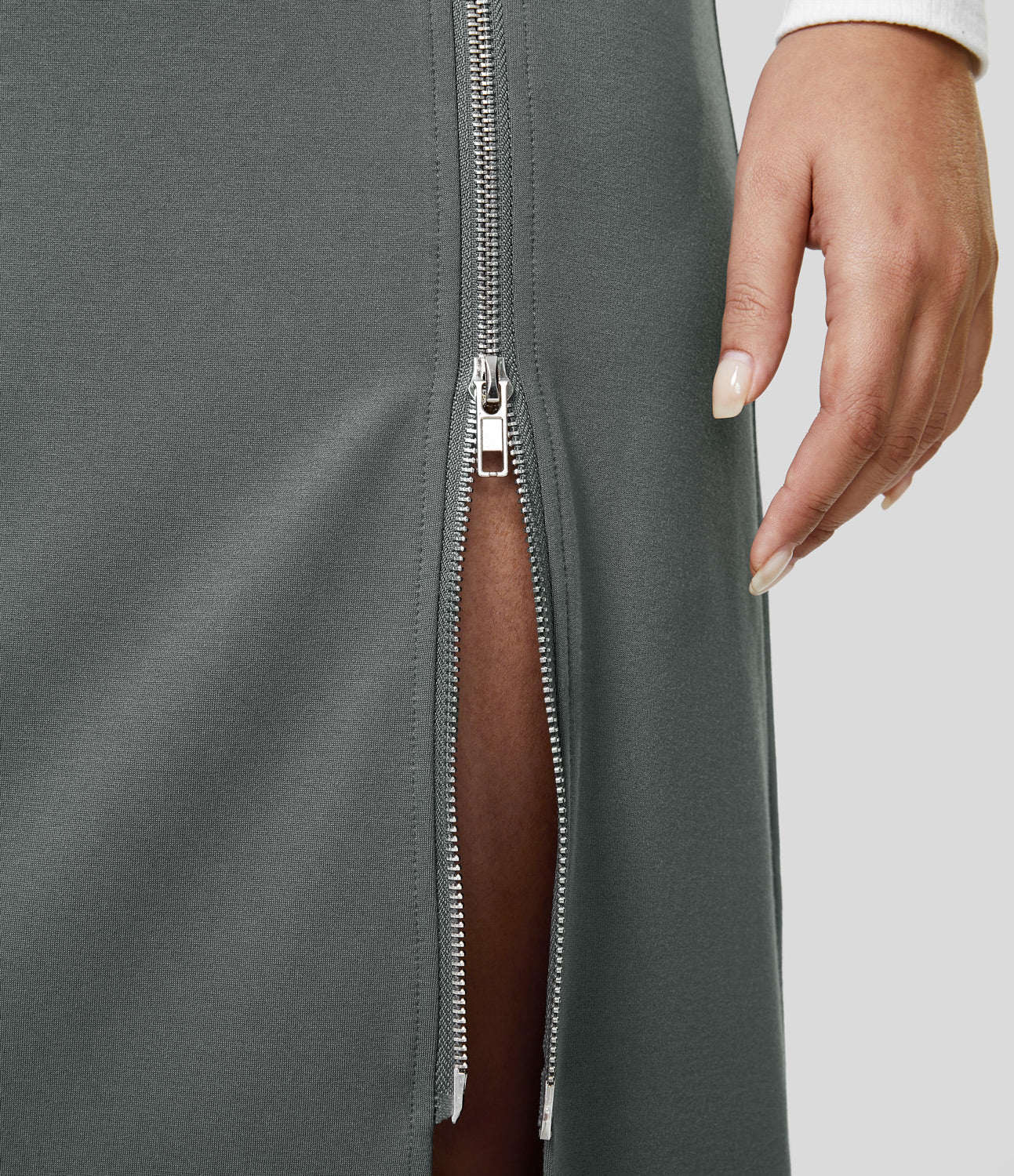 

Halara High Waitsed 2-Way Zipper Split A Line Midi Casual Skirt - Sedona Sage