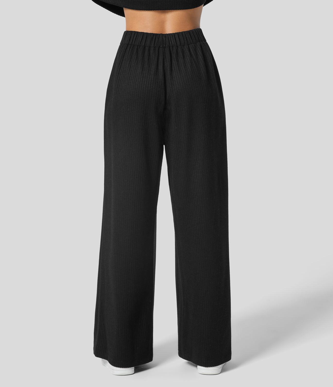 

Halara Ribbed High Waisted Plicated Side Pocket Wide Leg Casual Pants - Black -  sweatpants jogger pants stacked sweatpants