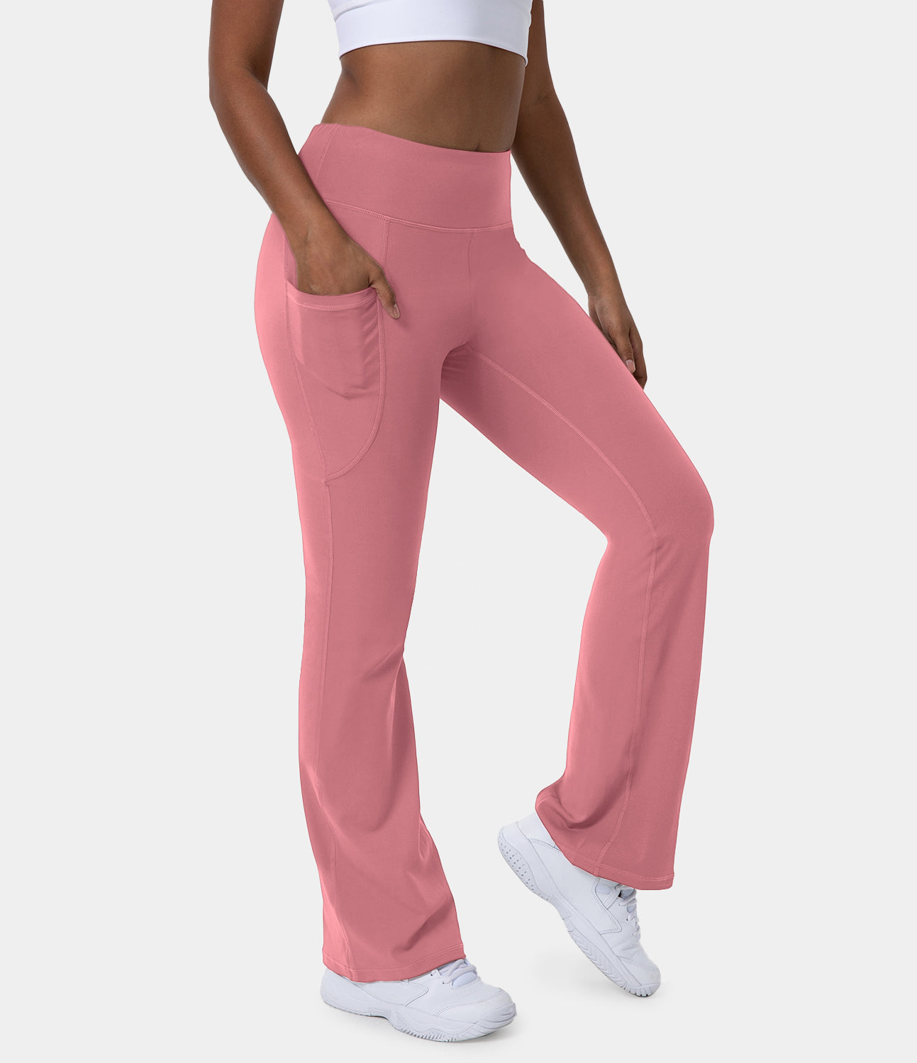 

Halara High Waisted Side Pocket Slight Flare Leggings - Lilac Pink -  gym leggings leggings with pockets leggings with butt lift