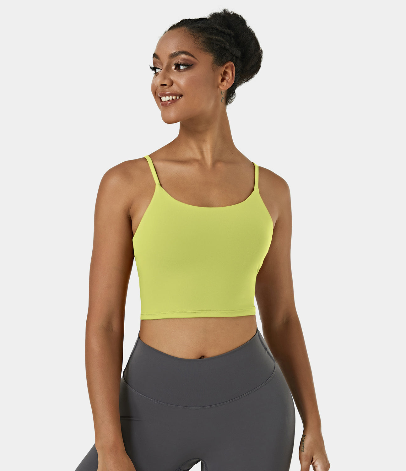 

Halara Basic Padded Workout Cropped Tank Top Tank Top - Shadow Lime -  golf tops halter top tunic tops sleeveless tops backless top