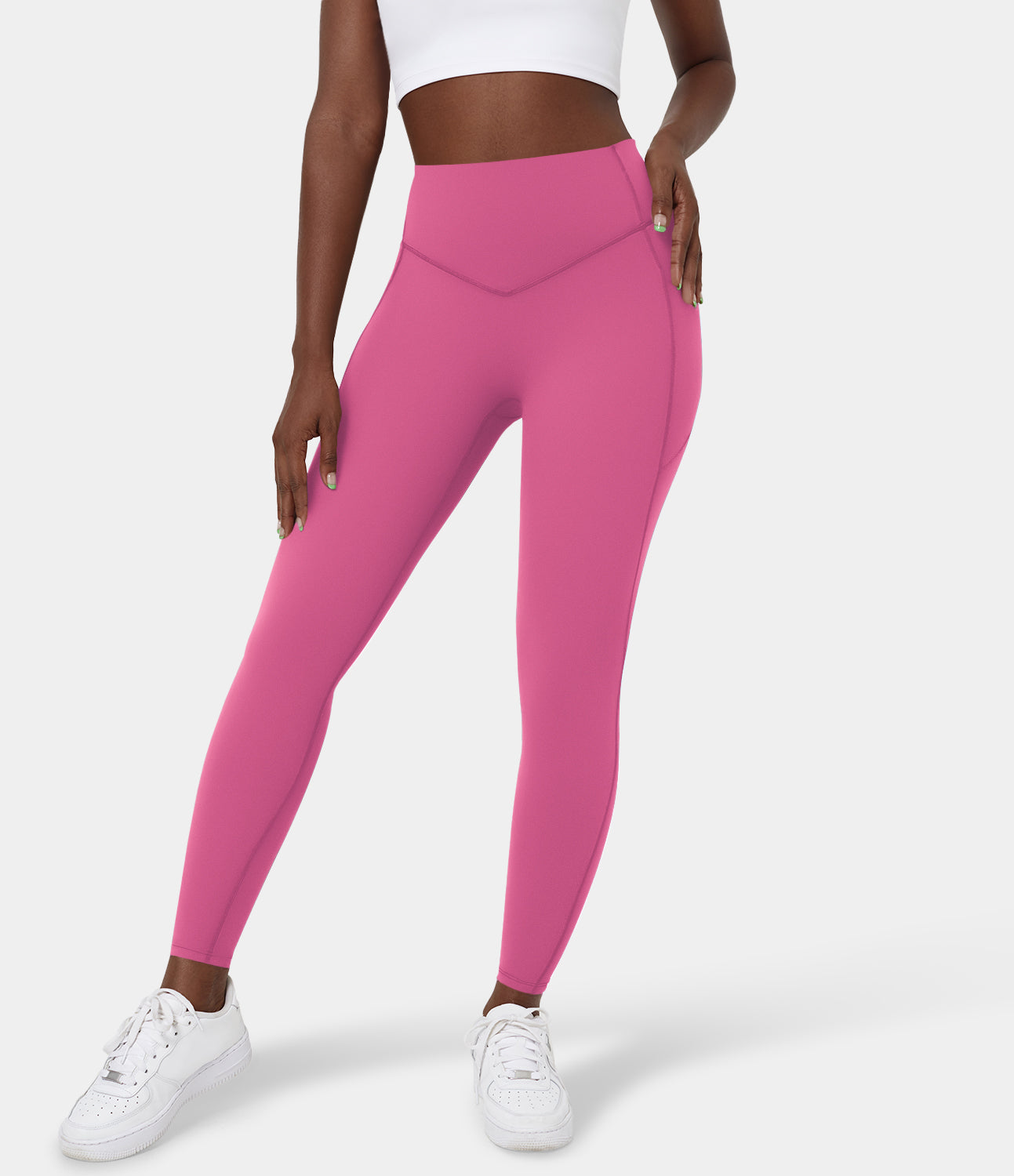 

Halara SoCinched High Waisted Tummy Control Side Pocket Shaping Training Leggings - Aura Orange -  gym leggings leggings with pockets