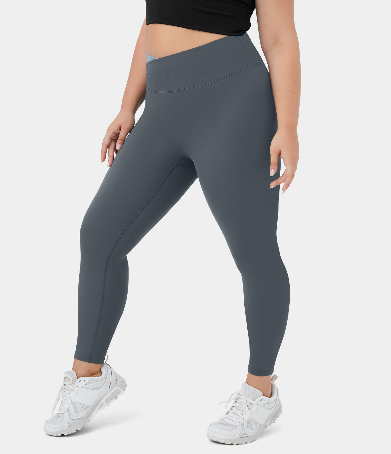 

Halara Cloudfulв„ў Fabric Crossover Color Block 7/8 Plus Size Leggings - Turbulence