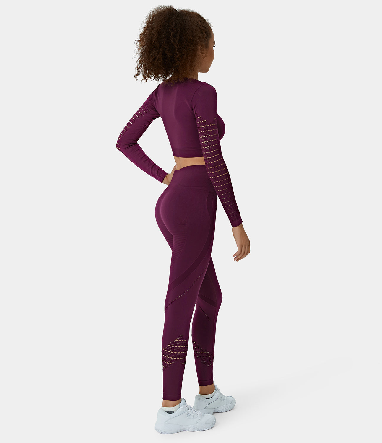 

Halara Cut Out Long Sleeve Sports Top & High Waisted Full Length Leggings Set - Red Violet