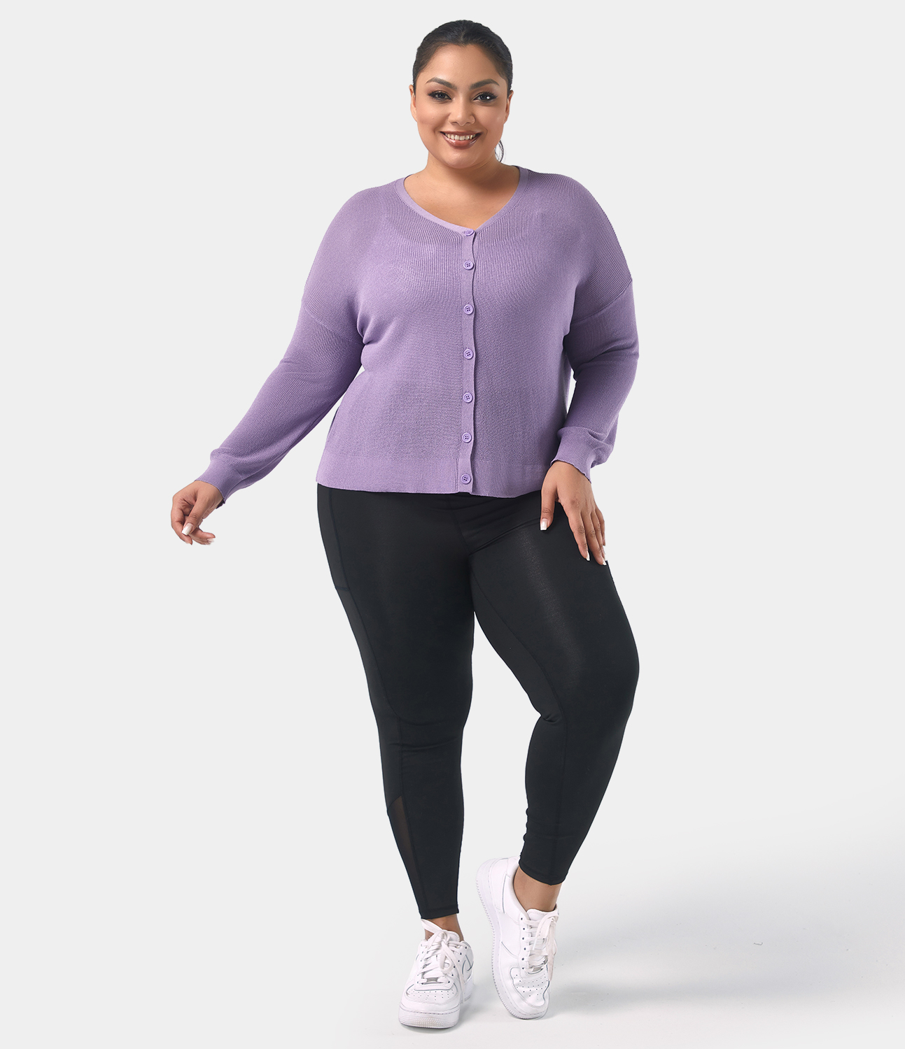 

Halara V-Neck Button Front Plus Size Cardigan - Light Purple