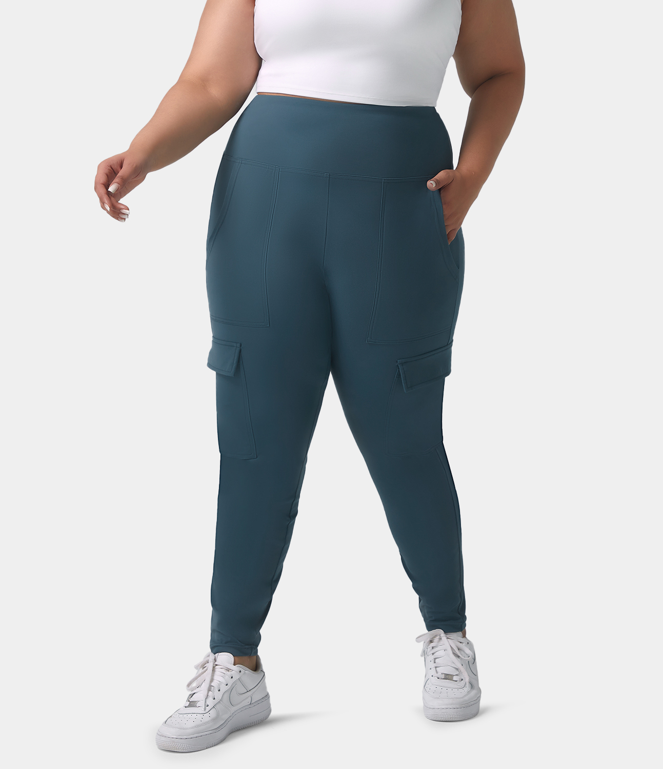 

Halara High Waisted Side Pocket Full Length Plus Size Leggings - Oxford Blue