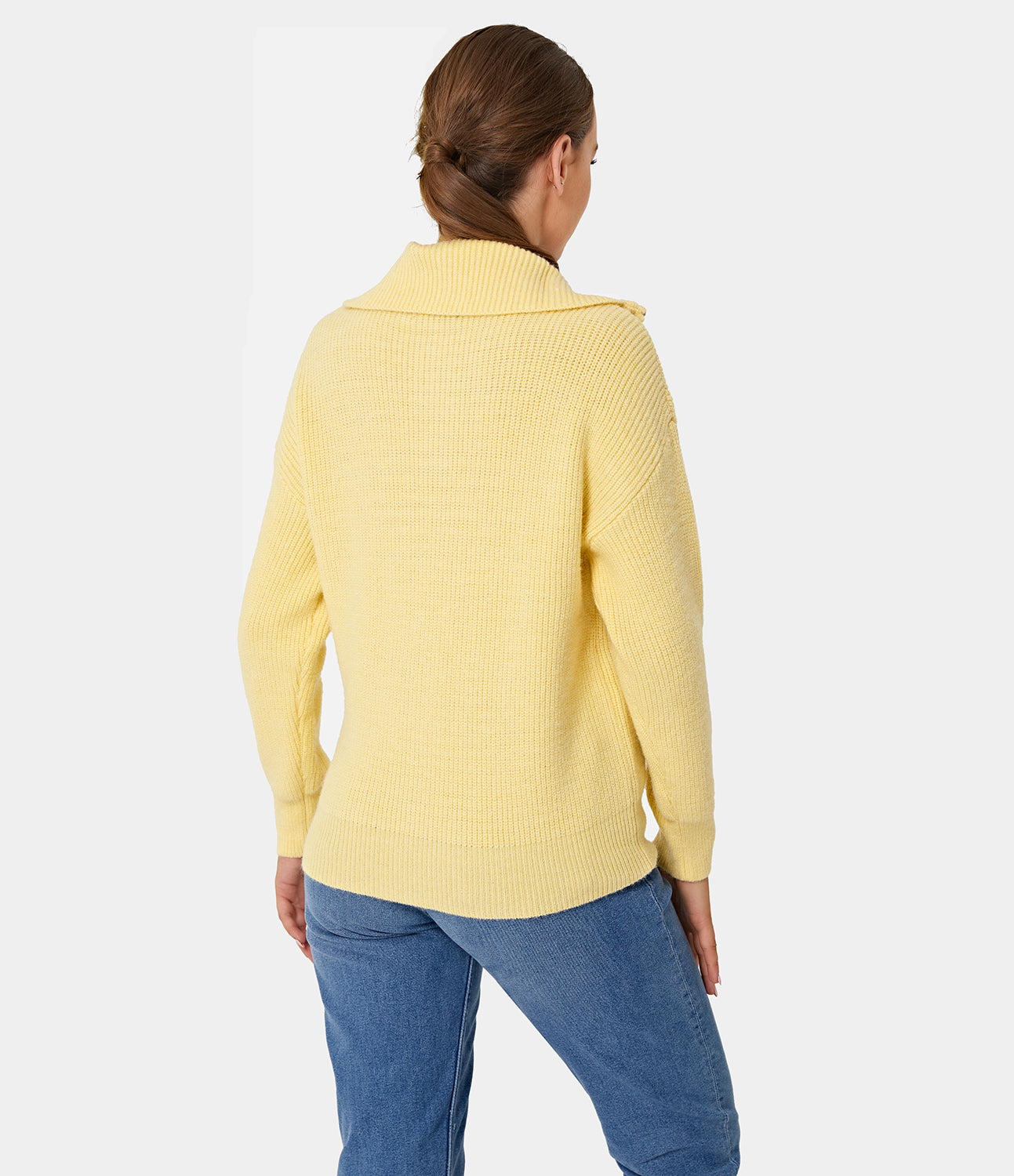 

Halara Half-Zip Plain Turtleneck Sweater - Beige