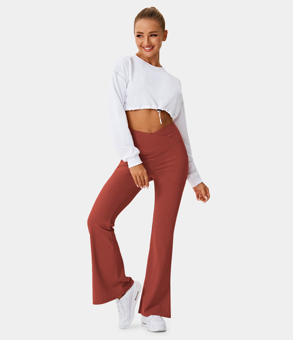 Skyface High Waisted Crossover Leggings for Women, Tummy Control