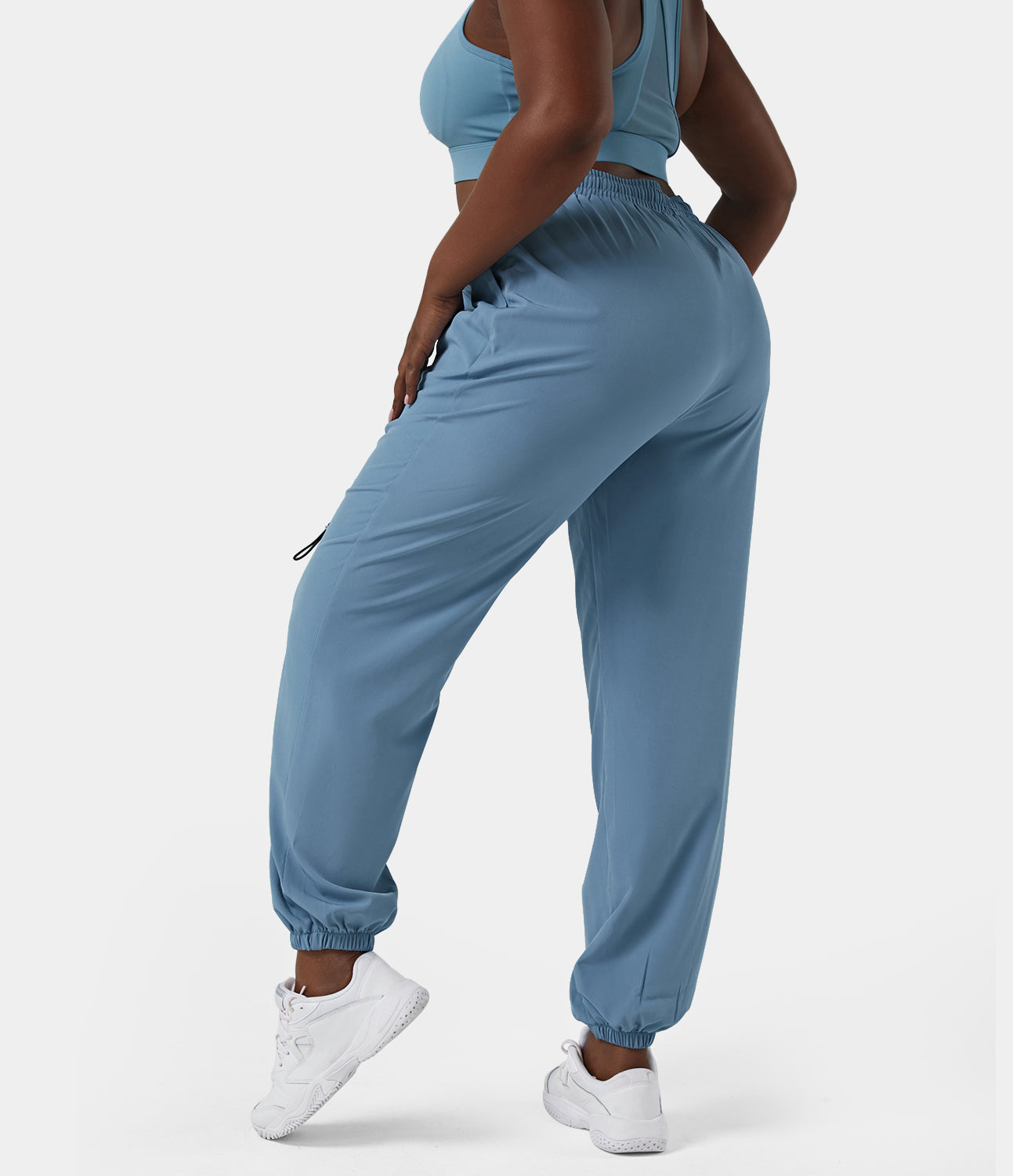 

Halara High Waisted Drawstring Side Pocket Wide Leg Plus Size Joggers - Grey Green