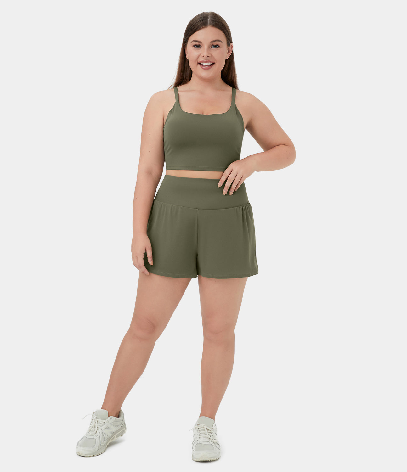 

Halara PatitoffВ® Pet Hair Resistant Cropped Plus Size Yoga Cami - Burnt Olive