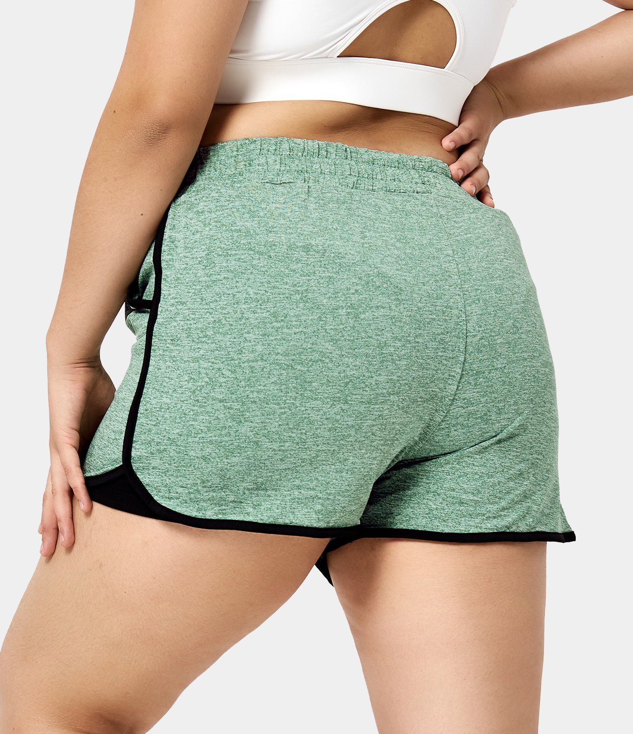

Halara Mid Rise Side Pocket Contrast Trim Plus Size Shorts - Teal Green