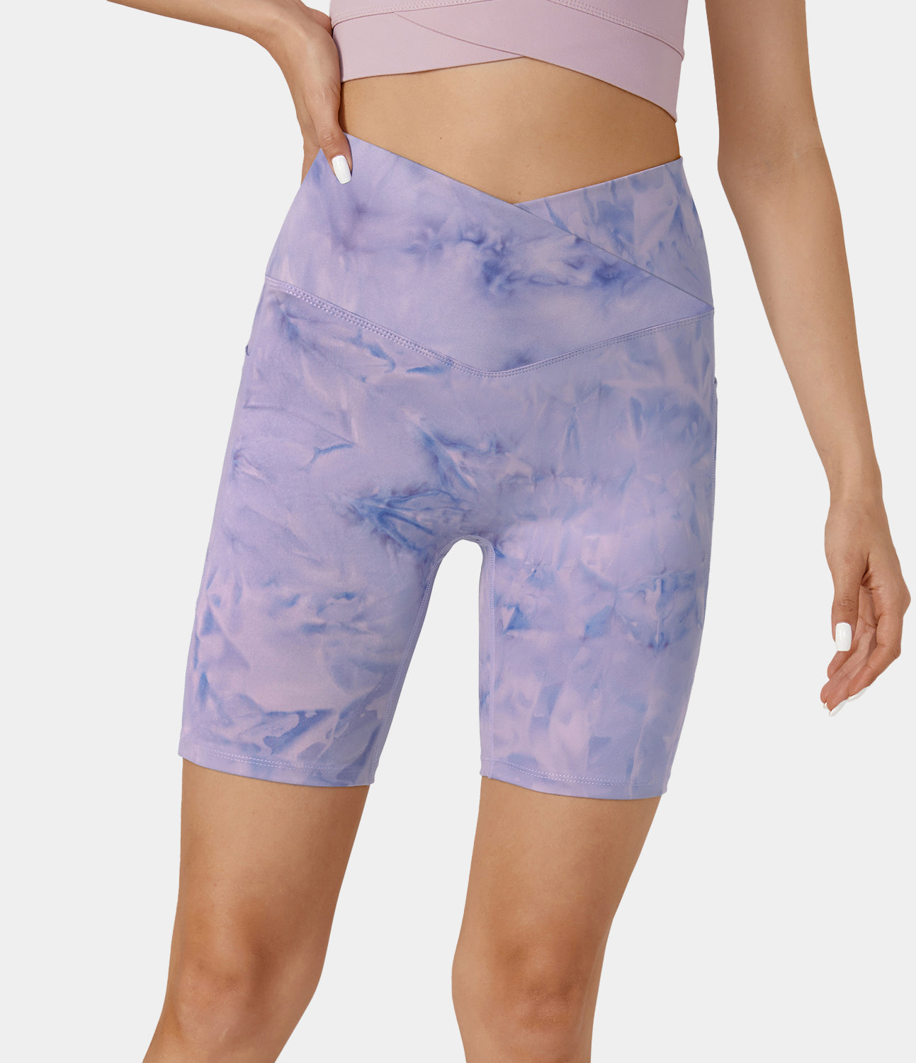 

Halara Tie Dye Crossover Side Pocket Yoga Shorts 7'' - Tie-dye Light Purple -  biker shorts women black biker shorts womens biker shorts