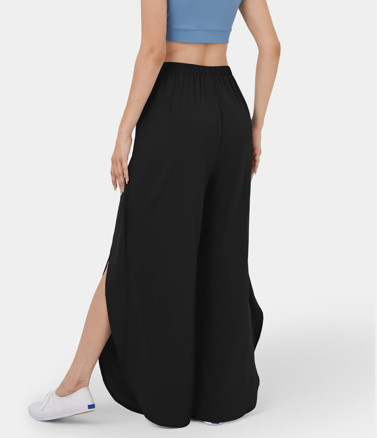 

Halara Breezefulв„ў High Waisted Tie Front Palazzo Flowy Split Wide Leg Quick Dry Casual Pants - Mineral Blue