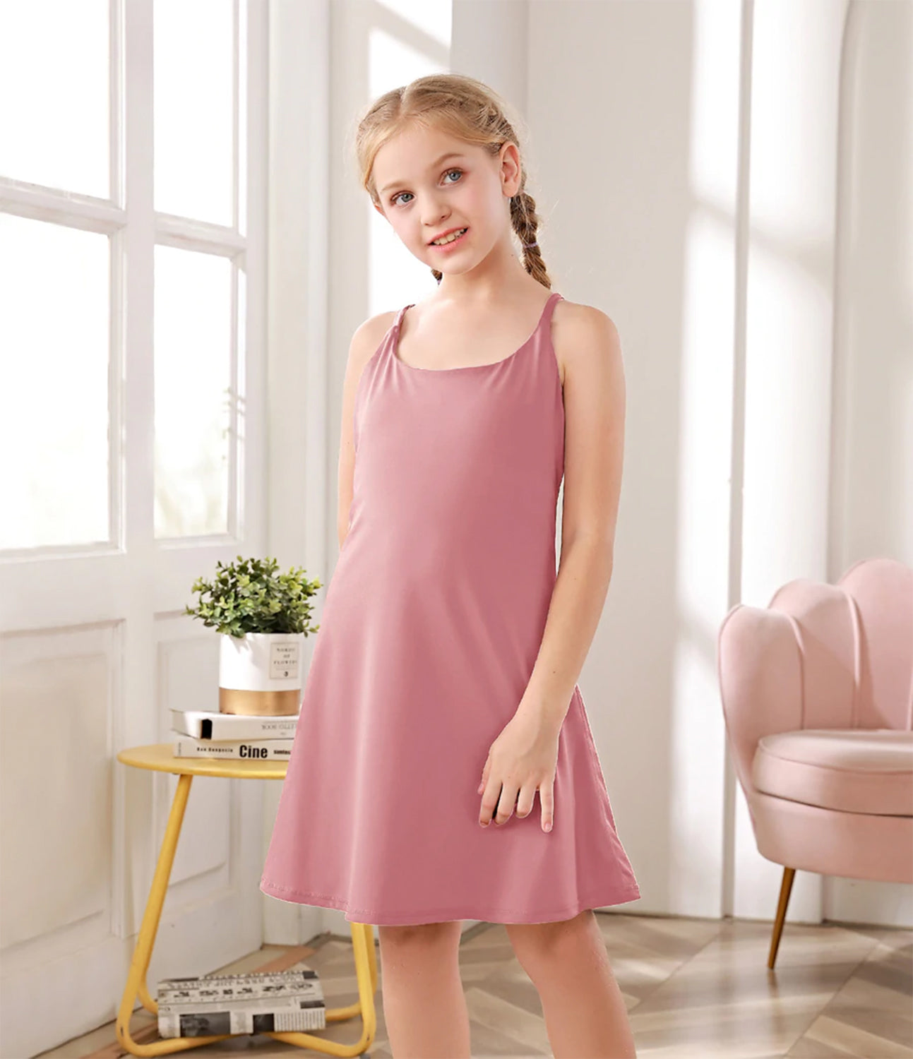 

Halara Everyday Softlyzeroв„ў Airy 2-in-1 Cool Touch Activity Dress-Euphoria Air-Kid's - Pink Dolphin