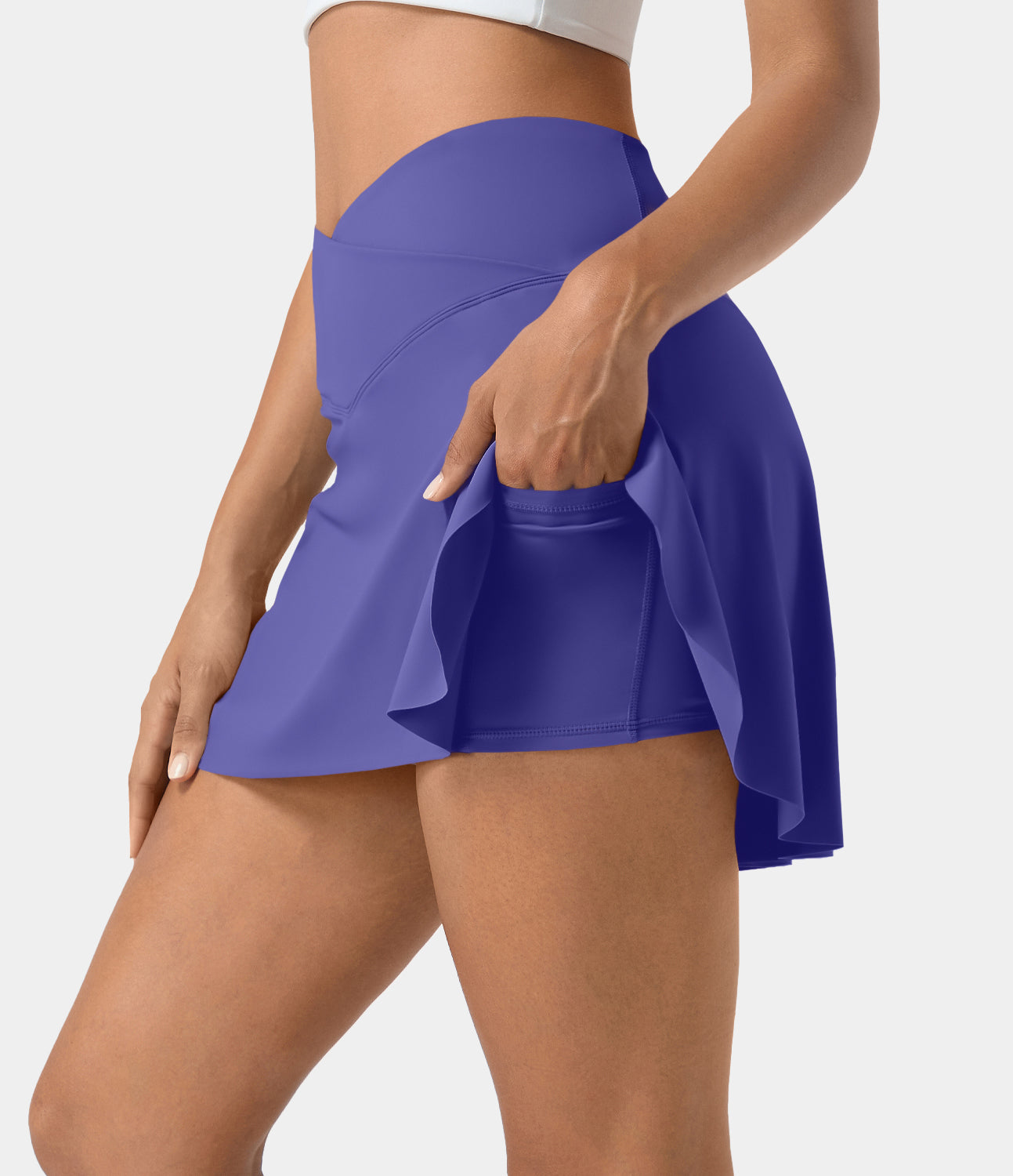 

Halara Everyday Softlyzeroв„ў Airy Crossover 2-in-1 Side Pocket Cool Touch Tennis Skirt-Lucid - Misty Lavender -  midi skirt a line skirt