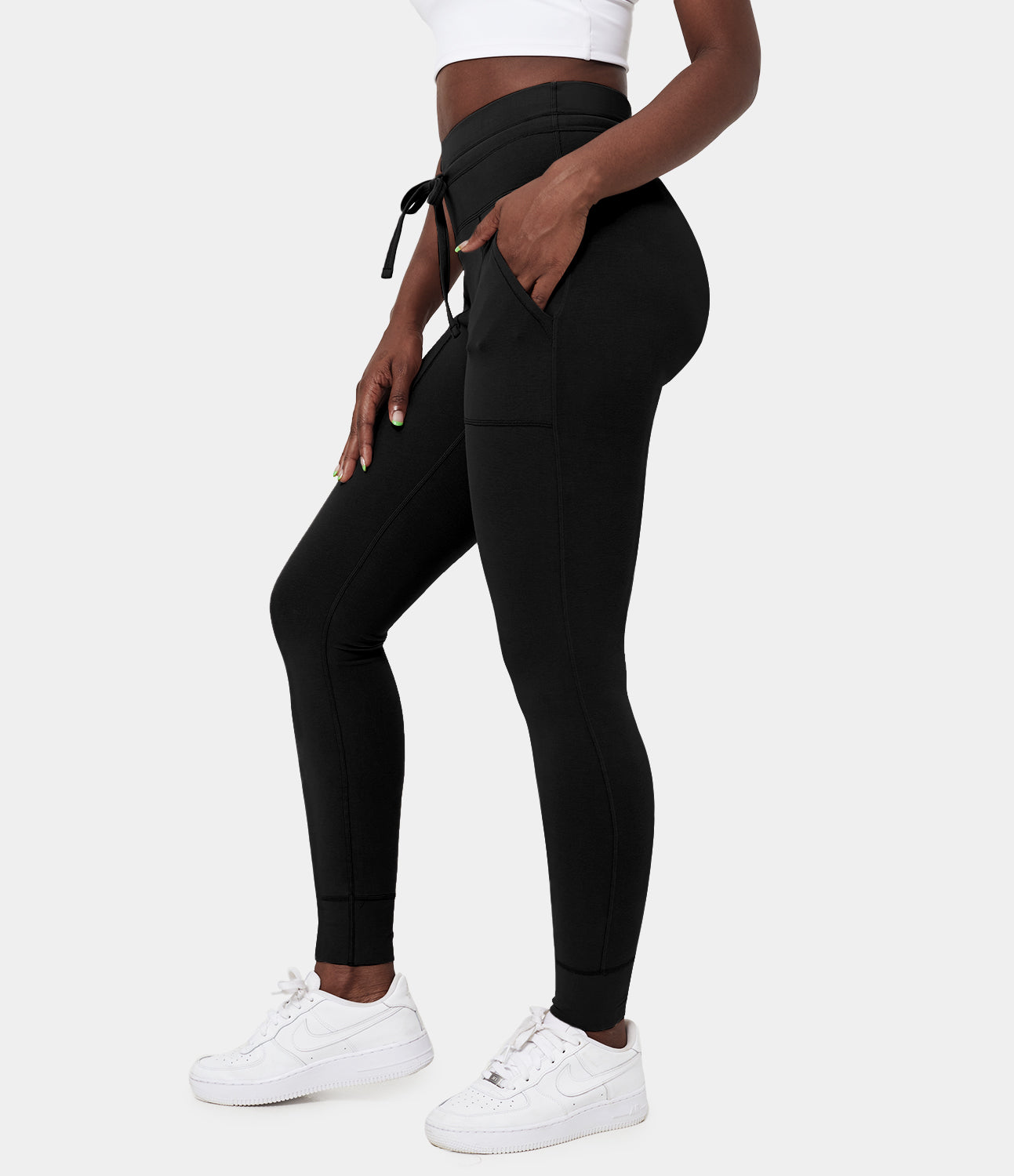 

Halara High Waisted Drawstring Cotton 7/8 Joggers - Black