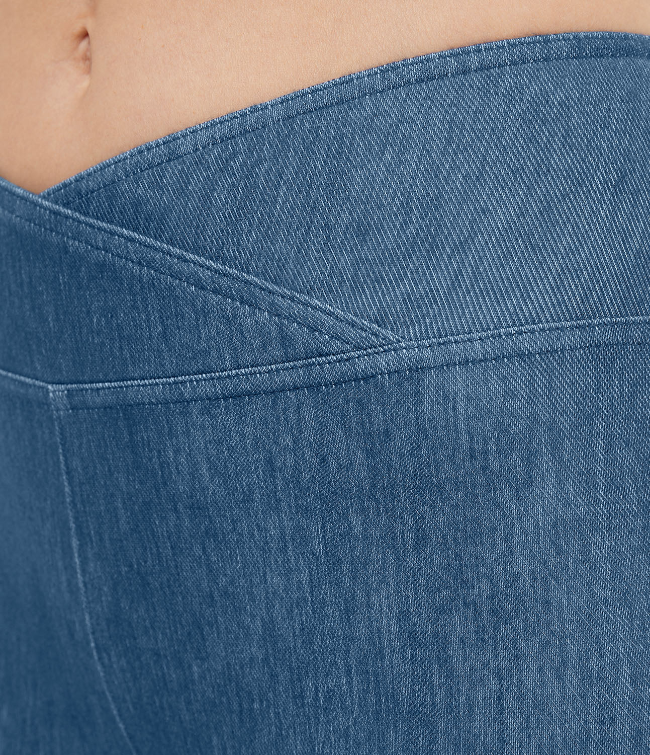 

Halara HalaraMagicв„ў High Waisted Crossover Stretchy Knit Casual Flare Jeans - Washed Denim Lake Blue