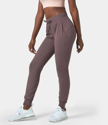High Waisted Drawstring Side Pocket Casual Joggers