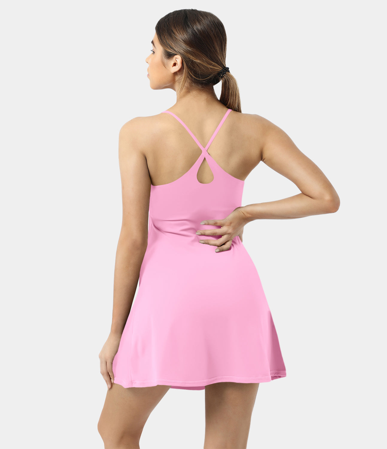 

Halara Everyday Cloudfulв„ў Backless 2-in-1 Flare Workout Dress-Wannabe Workout Dress - Lemon Zest
