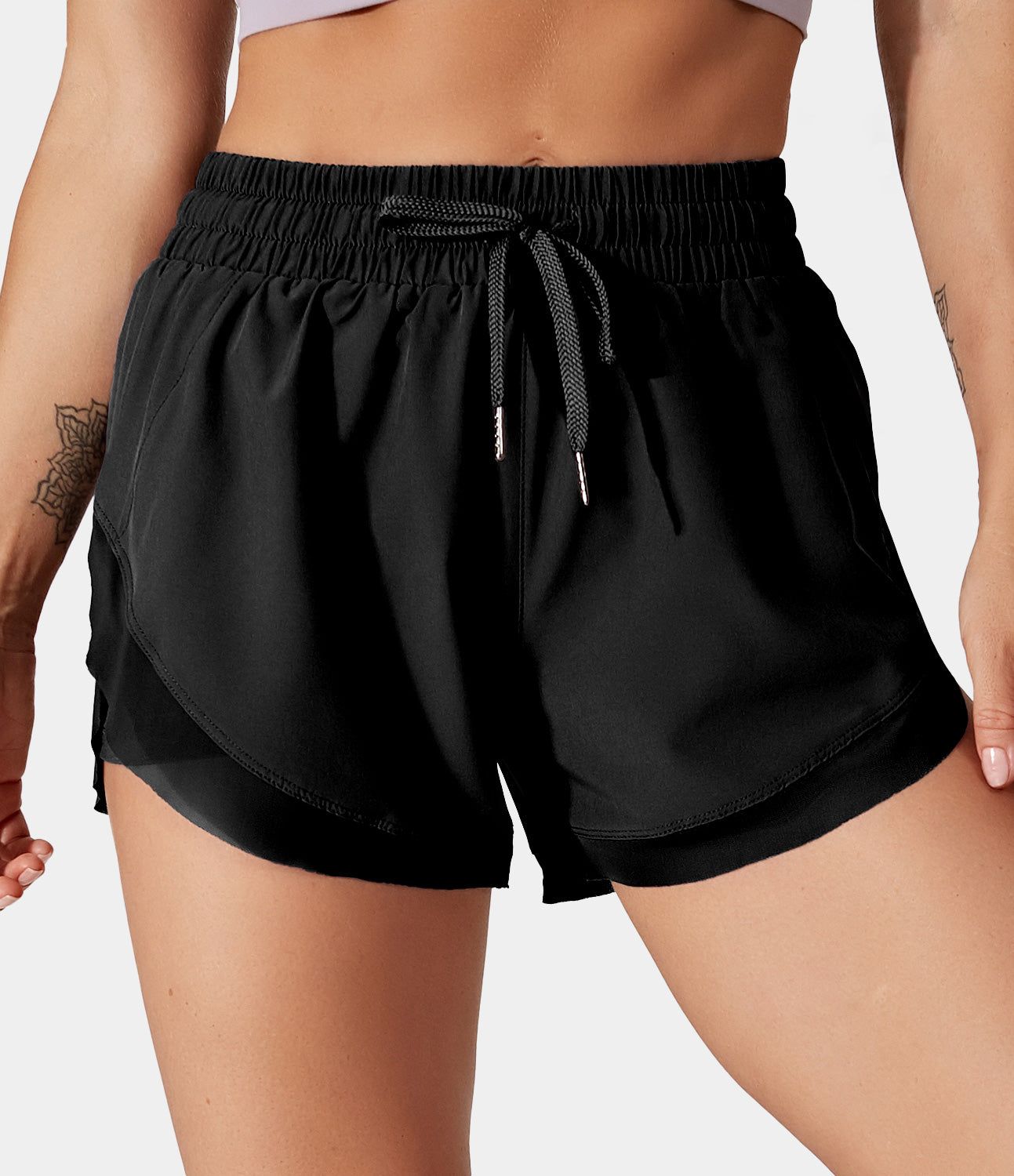 

Halara Drawstring Contrast Flowy Mesh 2-in-1 Shorts Gym Short - Quiet Harbor -  booty shorts compression shorts yoga shorts