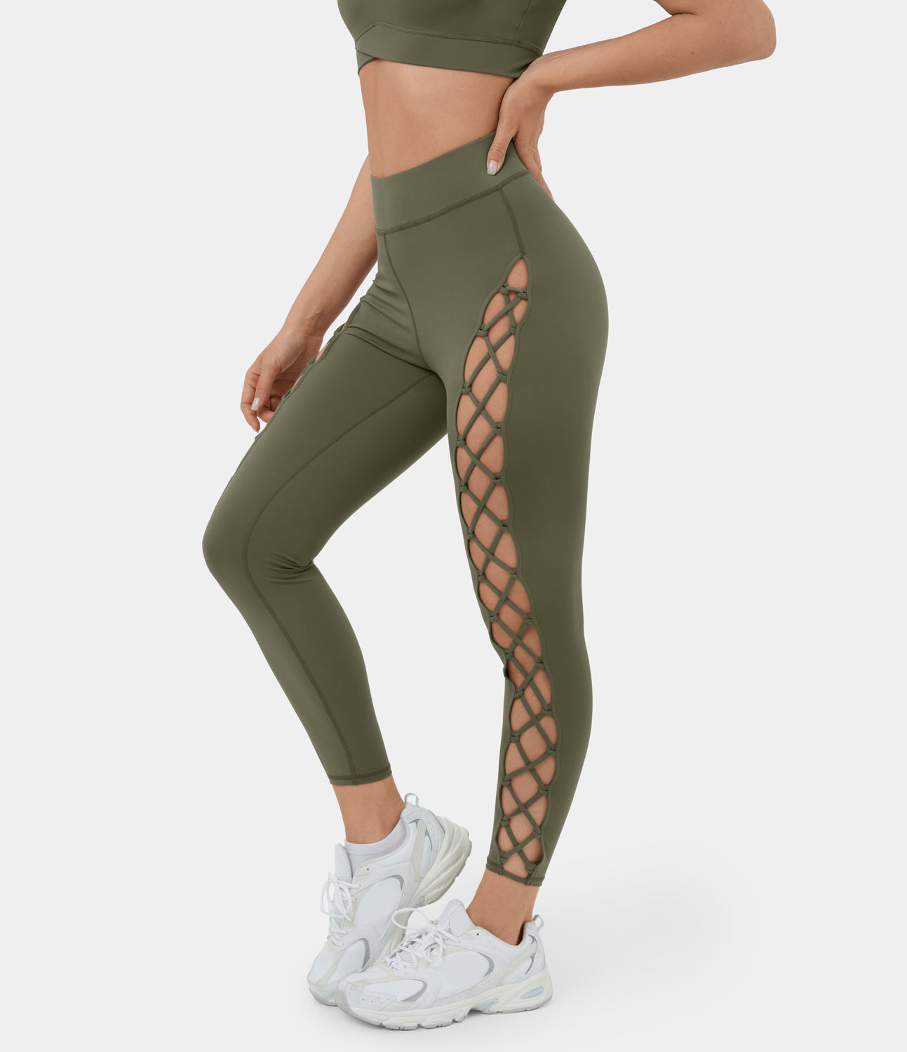 

Halara Cloudfulв„ў High Waisted Crisscross Cut Out Yoga 7/8 Leggings - Black -  gym leggings leggings with pockets leggings with butt lift
