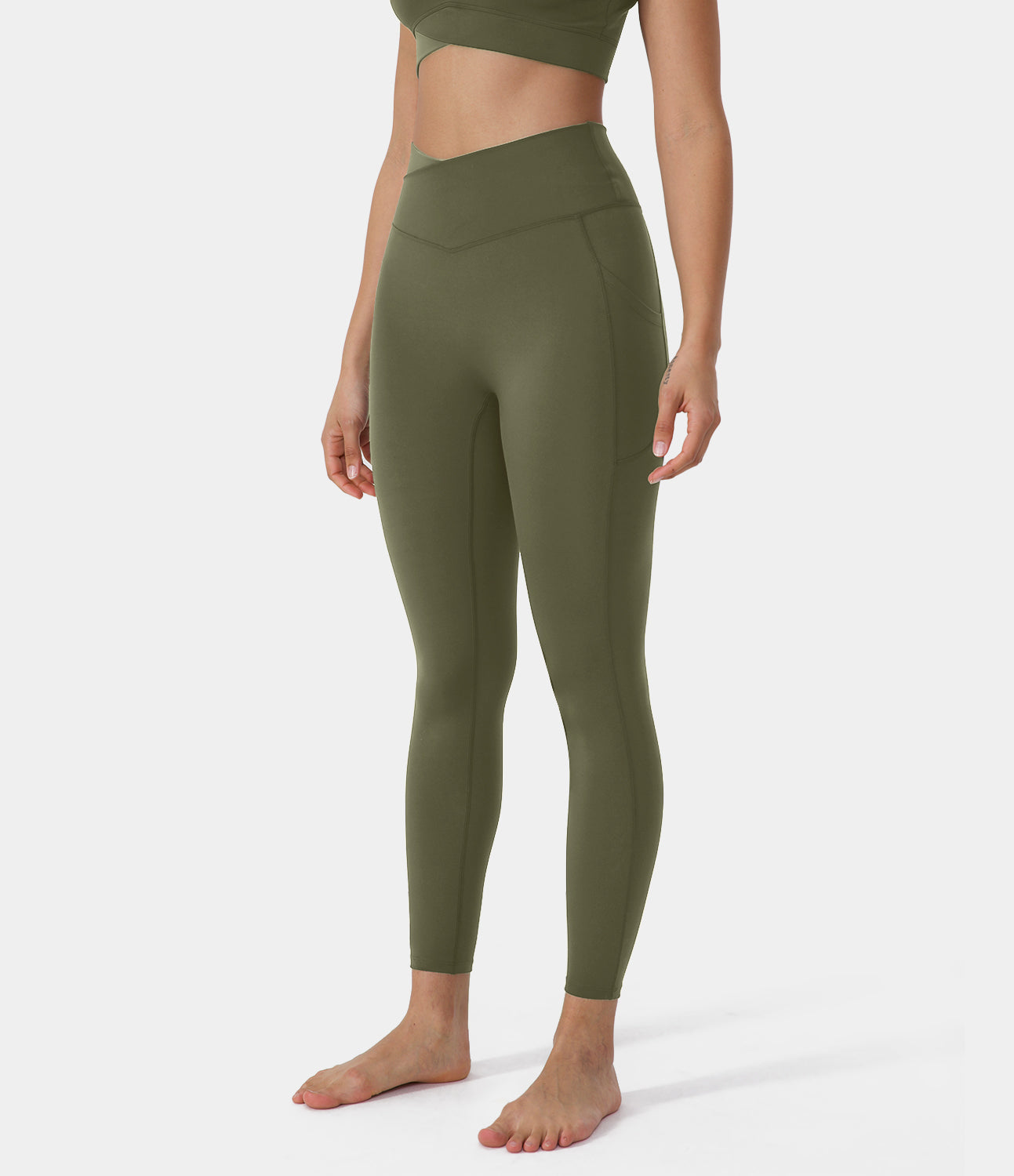 

Halara CloudfulВ® Air High Waisted Crossover Color Block Leggings - Black -  gym leggings leggings with pockets leggings with butt lift