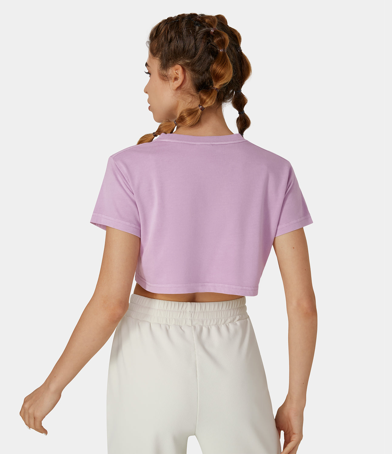 

Halara Round Neck Short Sleeve Cropped Relaxed T-Shirt - Winsome Orchid