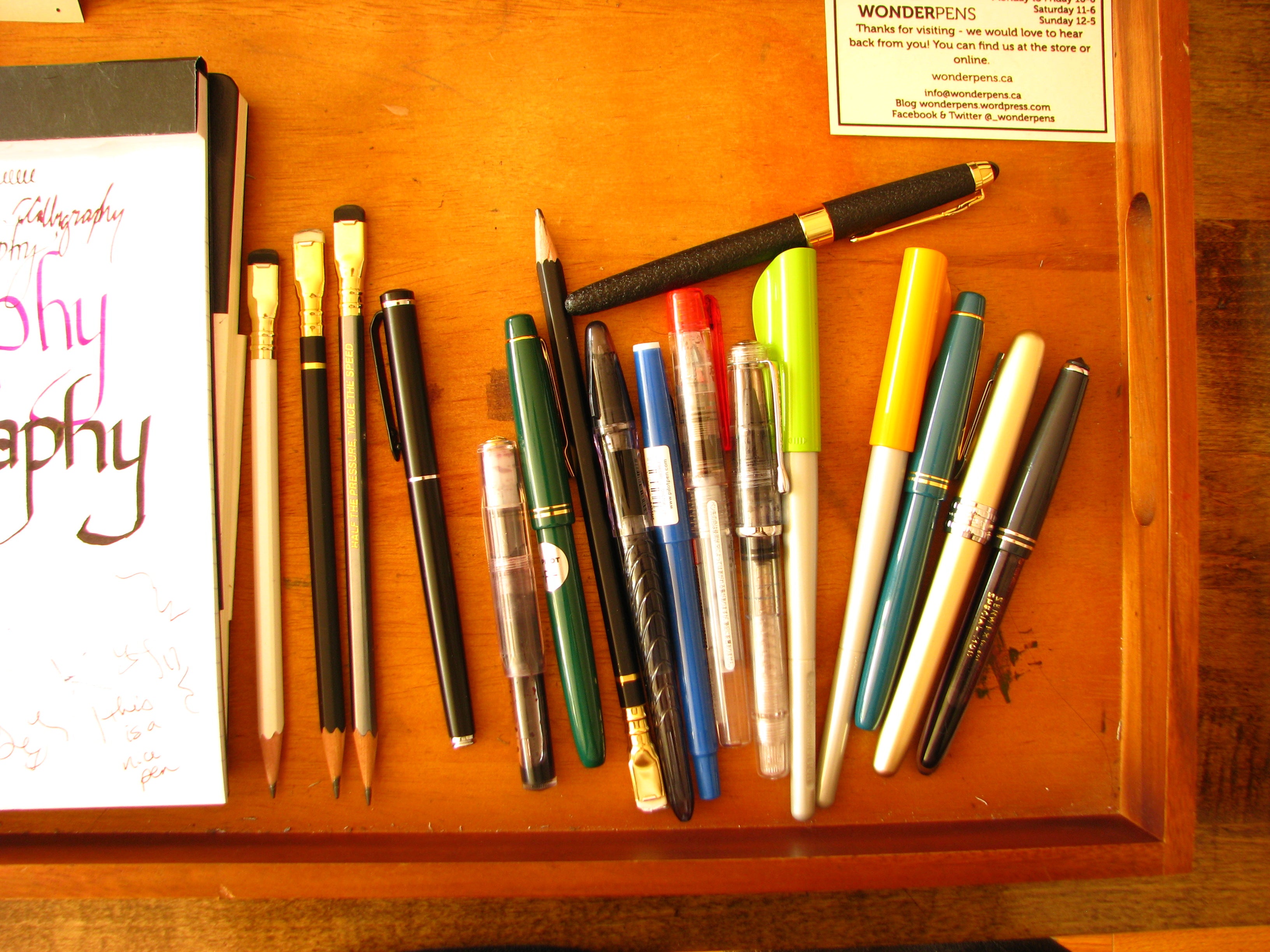 Fountain Pens from Pilot, Platinum, Jinhao, Palomino, Serwex for testing at Wonder Pens in Toronto